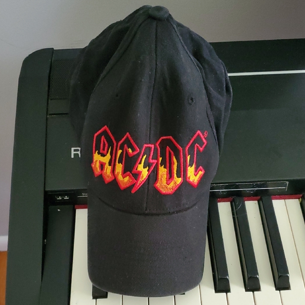 AC/DC Black Cap with Red and Yellow Logo